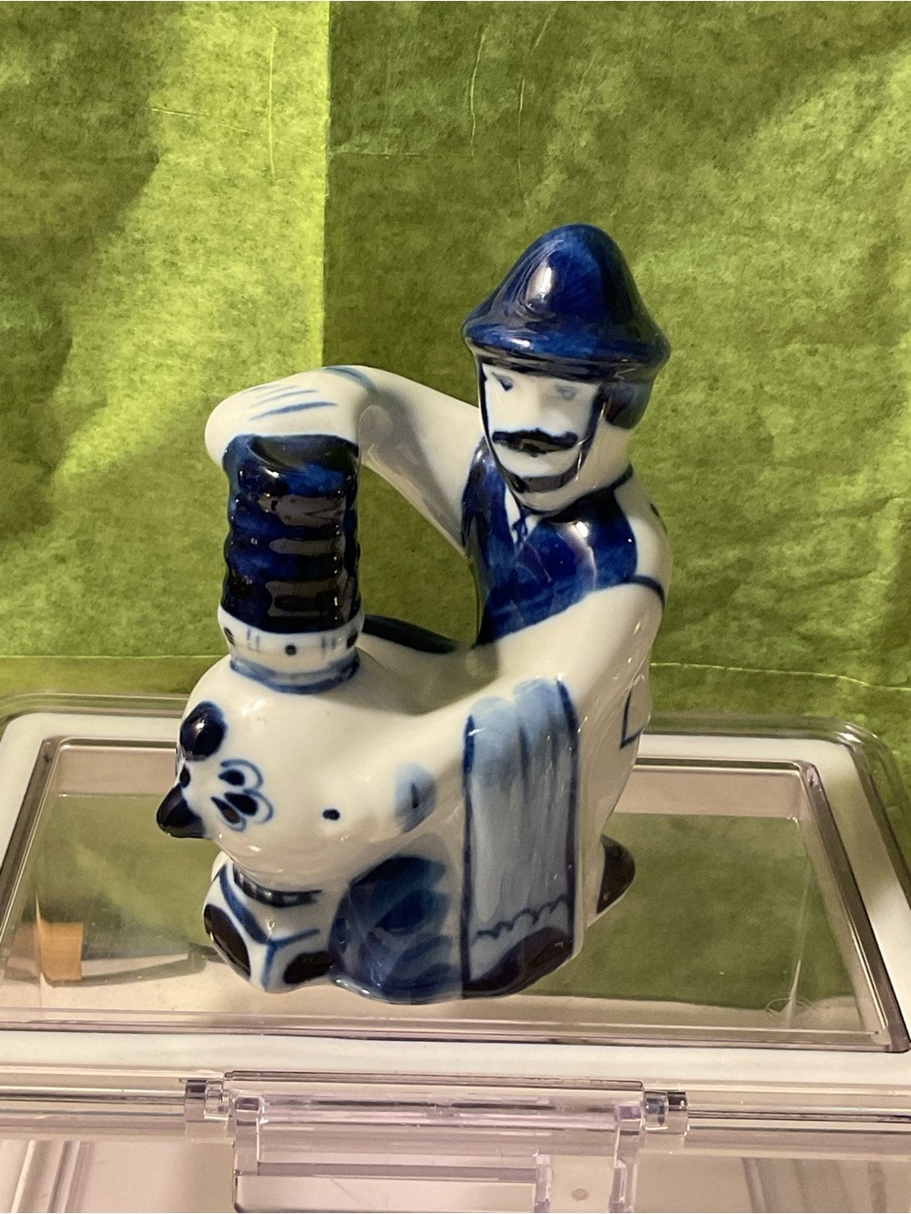 Vintage Russia Blue and White Ceramic Figurine Decorative Home Art